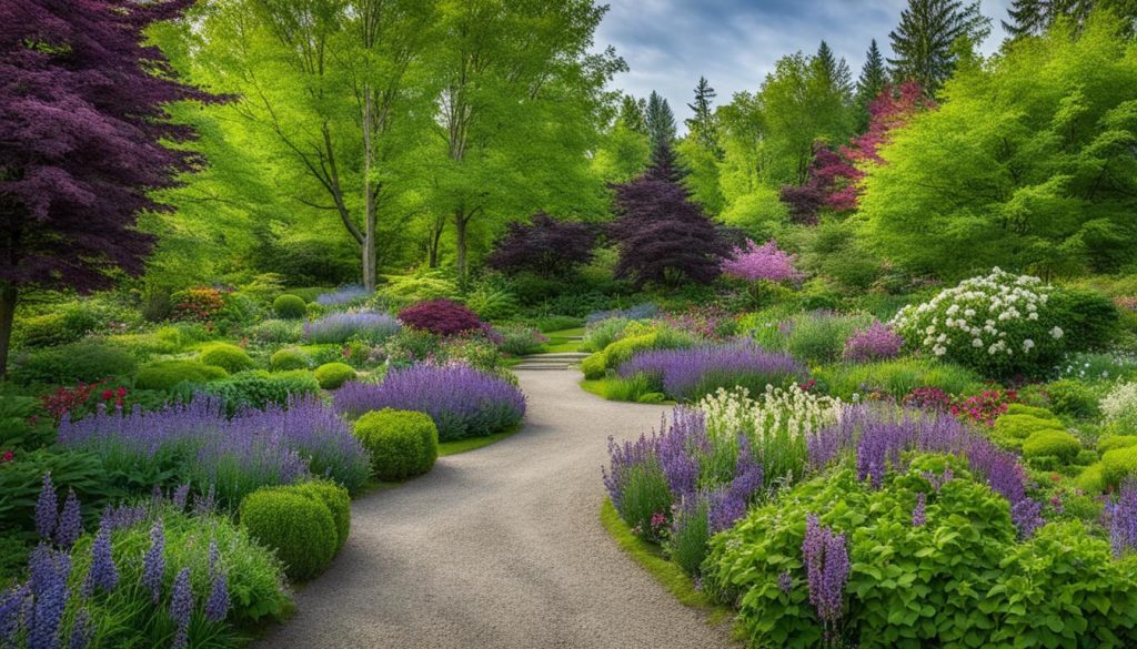 Plants and trees in a Canadian garden