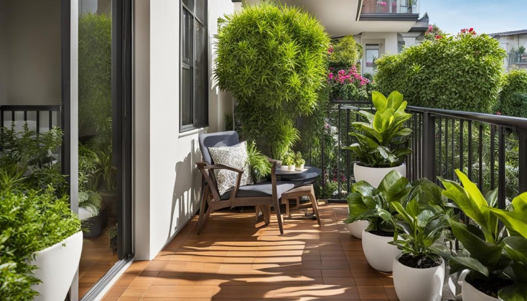 Condo balcony with plants